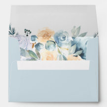 Elegant Dusty Blue Watercolor Floral 12x18