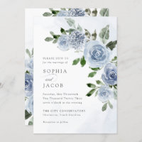 Elegant Dusty Blue Watercolor Floral Wedding