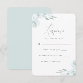 Elegant Dusty Blue Watercolor Floral Wedding Rsvp Karte
