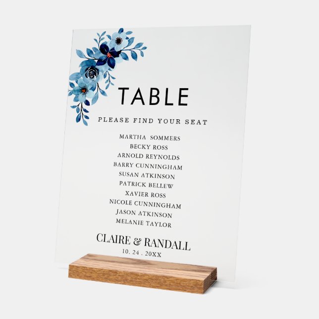 Elegant Dusty Blue Watercolor Flower Bouquet Acrylschild (Winkel)