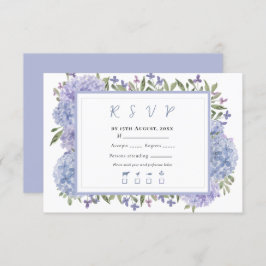 Elegant Dusty Blue Watercolor Hydrangeas Wedding RSVP Karte
