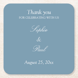 Elegant Dusty Blue Wedding Danke Paper Untersetzer