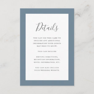 Elegant Dusty Blue Wedding Details Begleitkarte