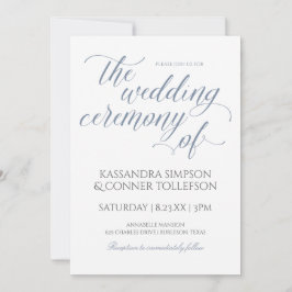 Elegant Dusty Blue Wedding Einladungen Kalligraphi