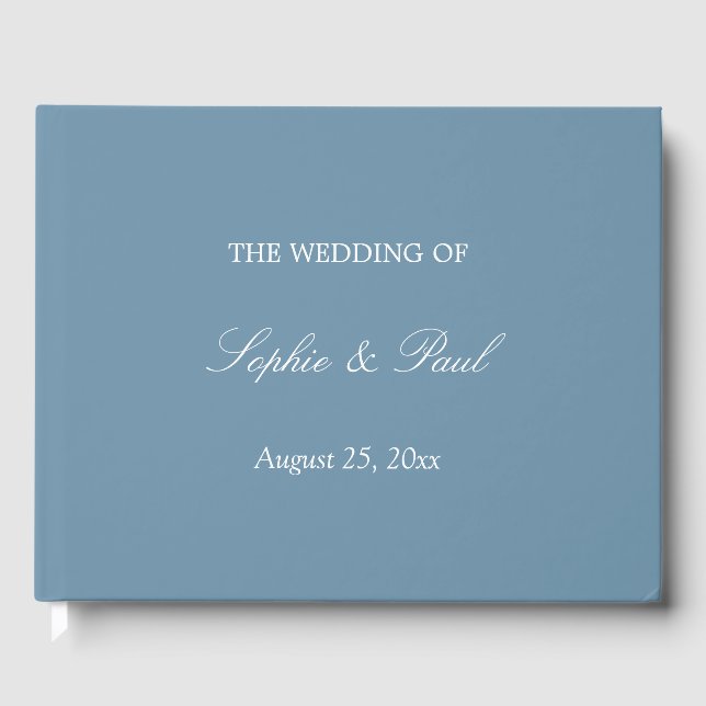 Elegant Dusty Blue Wedding Guest Book Gästebuch (Vorderseite)