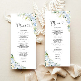 Elegant Dusty Blue Wedding Menu Menükarte