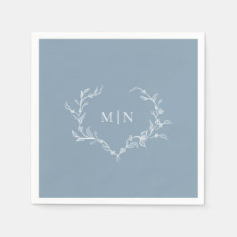 Elegant Dusty Blue Wedding Monogram Paper Napkin Serviette