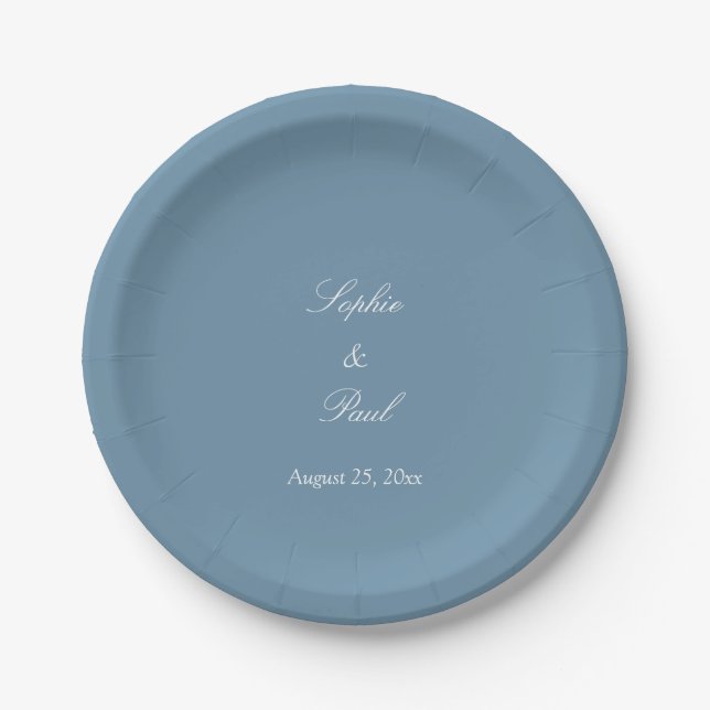 Elegant Dusty Blue Wedding Paper Teller (Vorderseite)