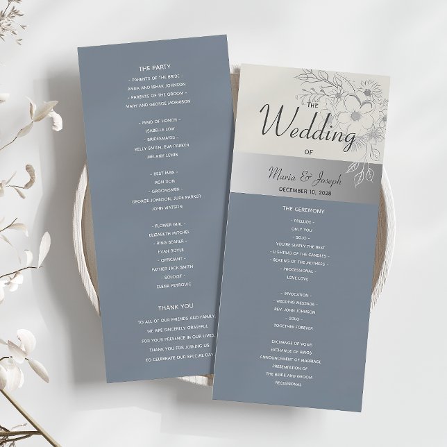 Elegant Dusty Blue Wedding Program Programm (Von Creator hochgeladen)