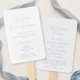 Elegant Dusty Blue Wedding Program & Welcome Sign Fächer