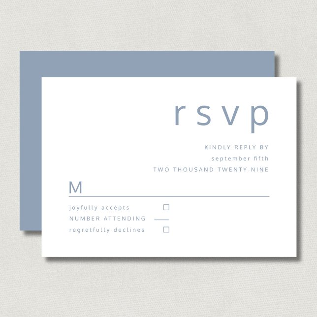 Elegant Dusty Blue Wedding RSVP Karte (Von Creator hochgeladen)