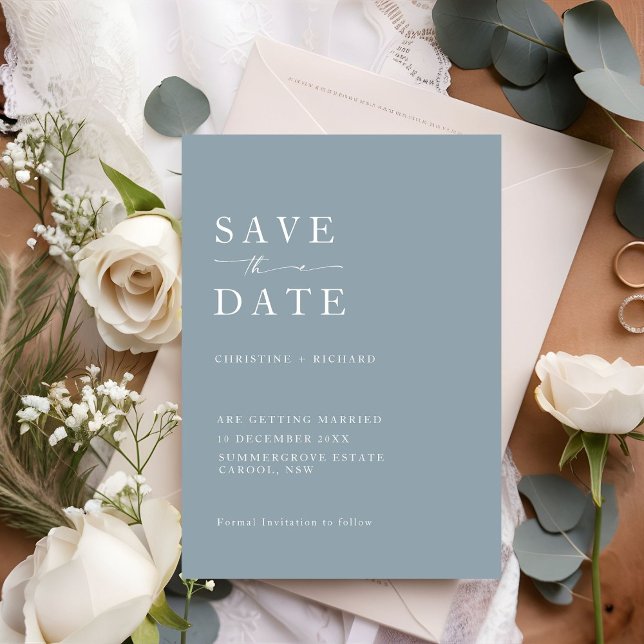 Elegant Dusty Blue Wedding Save the Date (Von Creator hochgeladen)