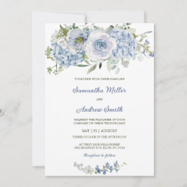Elegant Dusty Blue Wedding Template Einladung