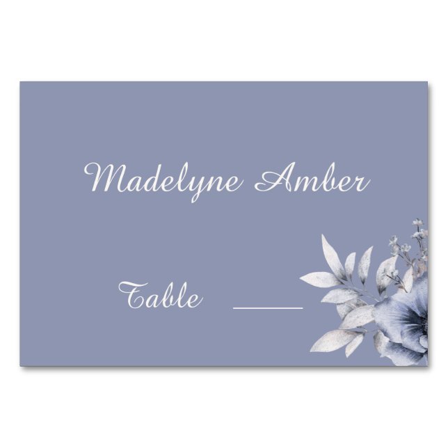 Elegant Dusty Blue Wedding Tischnummer (Vorderseite)