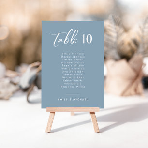 Elegant Dusty Blue Wedding Tischnummer & Names