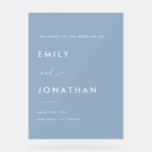 Elegant Dusty Blue Wedding Willkommen Acrylschild