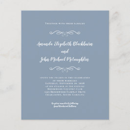 Elegant Dusty Blue White Budget Einladung zur Hoch