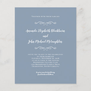 Elegant Dusty Blue White Budget Einladung zur Hoch