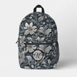Elegant dusty blue white grau bedruckter rucksack
