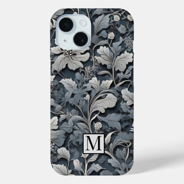 Elegant dusty blue white grau Case-Mate iPhone hülle (Rückseite)
