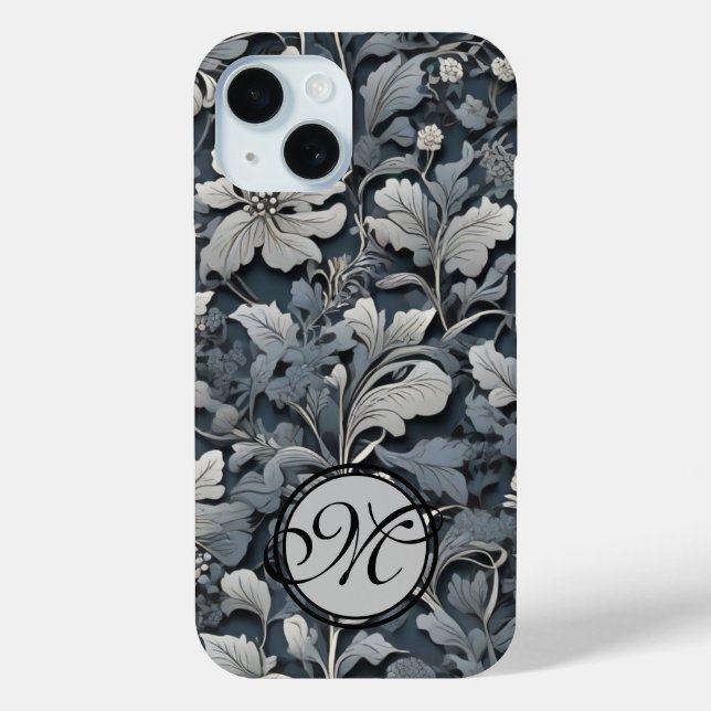 Elegant dusty blue white grau Case-Mate iPhone hülle (Rückseite)