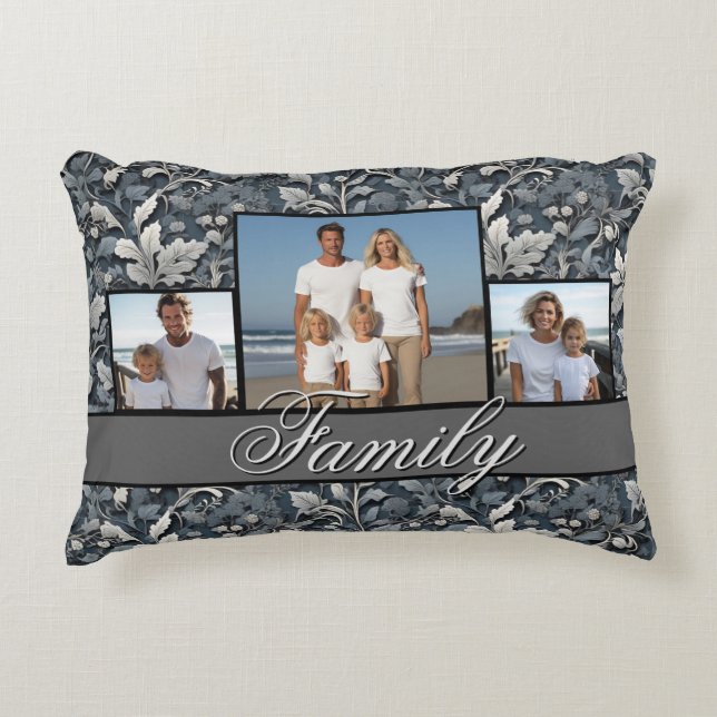 Elegant dusty blue white grau dekokissen (Vorderseite)