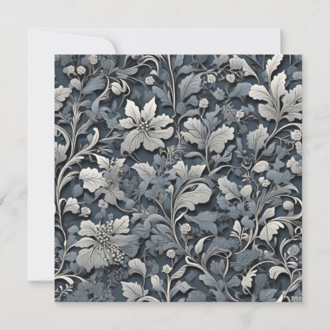 Elegant dusty blue white grau einladung (Vorderseite)