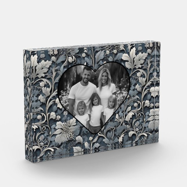 Elegant dusty blue white grau fotoblock (Links)