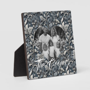 Elegant dusty blue white grau fotoplatte