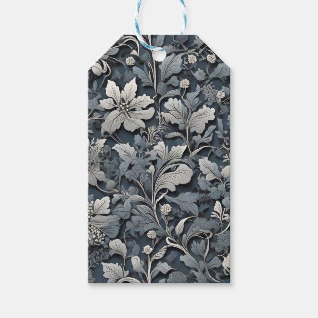 Elegant dusty blue white grau geschenkanhänger (Vorderseite)