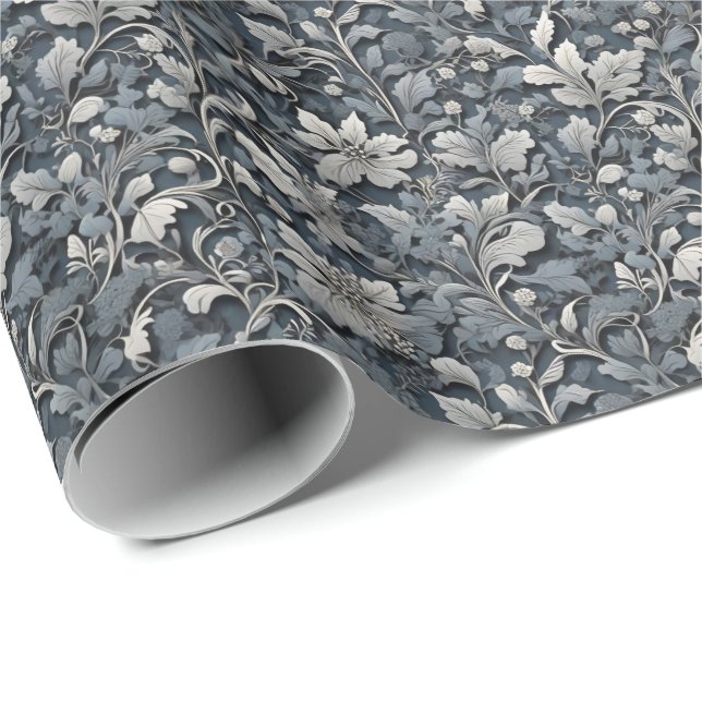 Elegant dusty blue white grau geschenkpapier (Rolleneckpunkt)