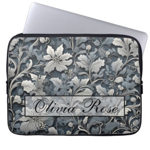 Elegant dusty blue white grau laptopschutzhülle