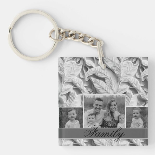 Elegant dusty blue white grau schlüsselanhänger (Vorderseite)