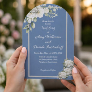 Elegant Dusty Blue White Roses Wedding Acryleinladungen