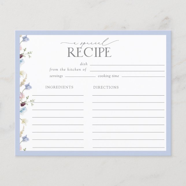 Elegant Dusty Blue Wildblume Brautparty Rezept (Vorderseite)