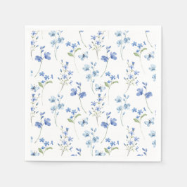 Elegant Dusty Blue Wildblume Brautparty Serviette