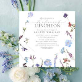 Elegant Dusty Blue Wildblume Bridesmaid Luncheon Einladung