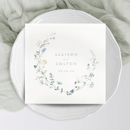 Elegant Dusty Blue Wildblume Rustic Boho Wedding Serviette