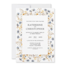 Elegant Dusty Blue Wildblumen Wasserfarbenhochzeit