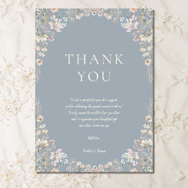 Elegant Dusty Blue Wildflower Baby Shower Dankeskarte
