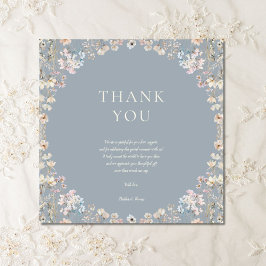 Elegant Dusty Blue Wildflower Baby Shower Dankeskarte