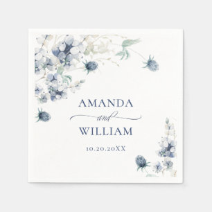 Elegant Dusty Blue Winter Foliage Wedding Serviette