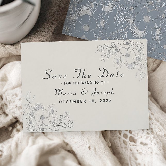 Elegant Dusty Blue Winter Wedding Rett Date Save The Date (Von Creator hochgeladen)