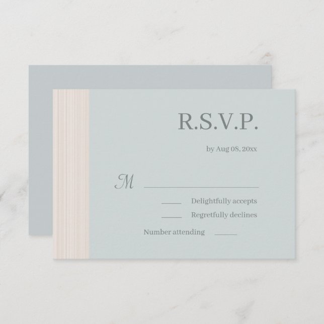 Elegant Dusty Blue Wood Grain Stripes Wedding RSVP Einladung (Vorne/Hinten)