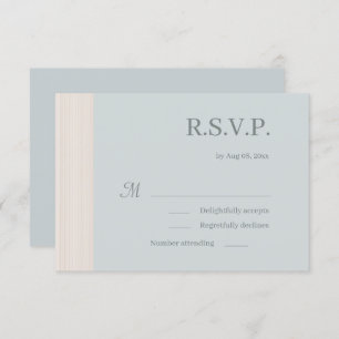 Elegant Dusty Blue Wood Grain Stripes Wedding RSVP Einladung