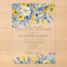 Elegant Dusty Blue Yellow Wildblumen Boho Wedding