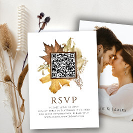 Elegant Dusty Brown Hochzeit im Herbst QR Code UAW Begleitkarte