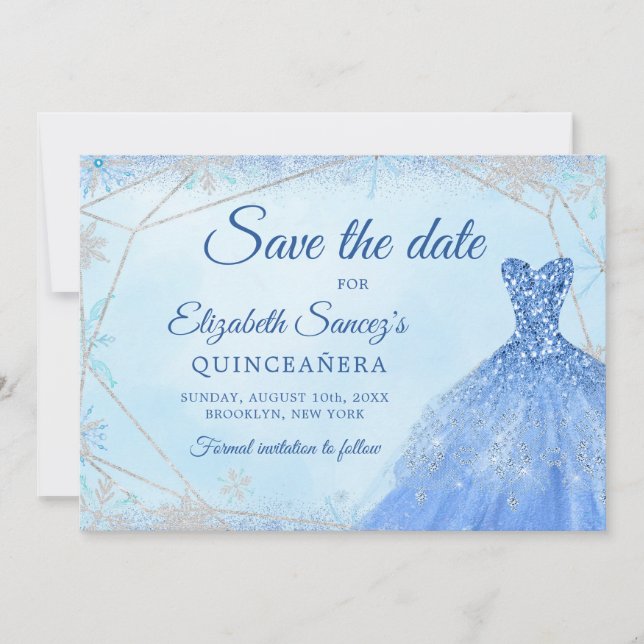 Elegant Dusty Christmas Mis Quince Save the Date Einladung (Vorderseite)
