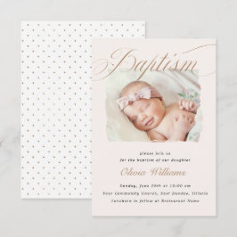 Elegant dusty Cream Scallops Christening Taufen Einladung