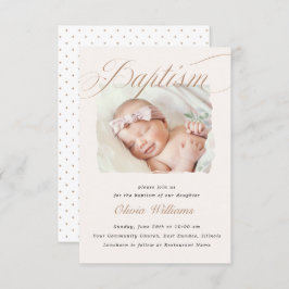 Elegant dusty Cream Scallops Christening Taufen Einladung